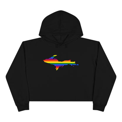 Michigan Upper Peninsula Cropped Hoodie (w/ UP Pride Flag Outline)