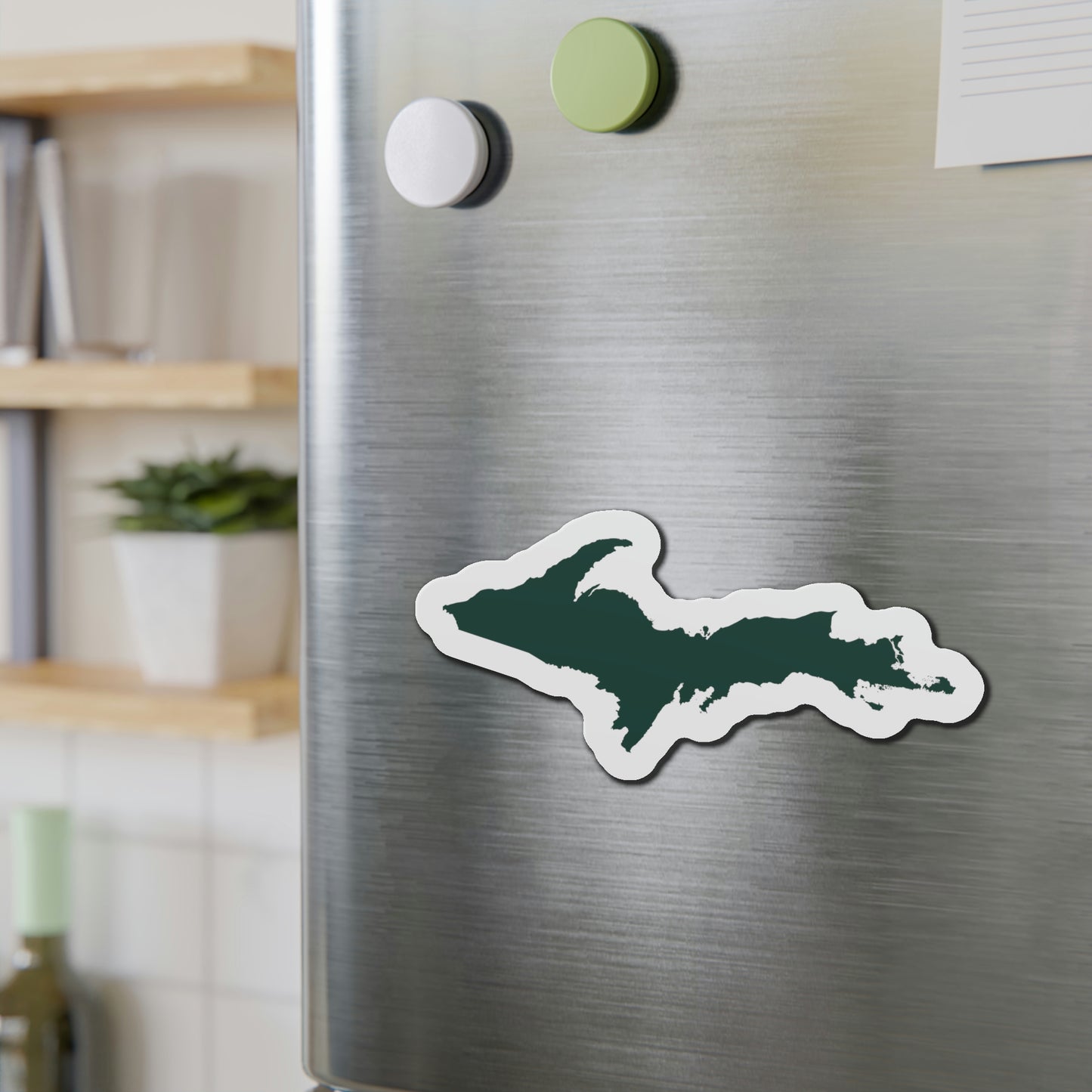 Michigan Upper Peninsula Kiss Cut Magnet (w/ Green UP Outline)