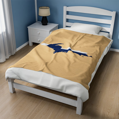 Michigan Upper Peninsula Plush Blanket (w/ UP Finland Flag Outline) | Maple Color