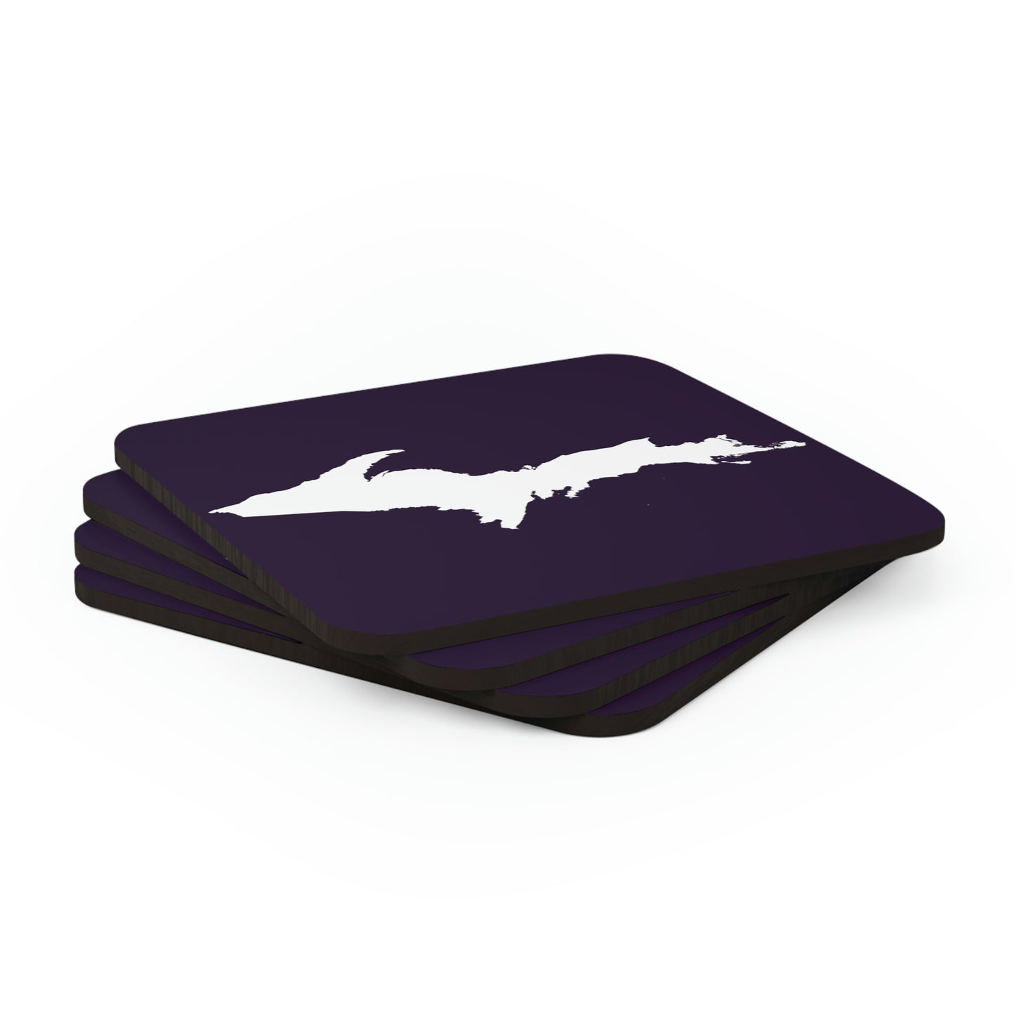 Michigan Upper Peninsula Coaster Set (Blackcurrant w/ UP Outline) | Corkwood - 4 pack