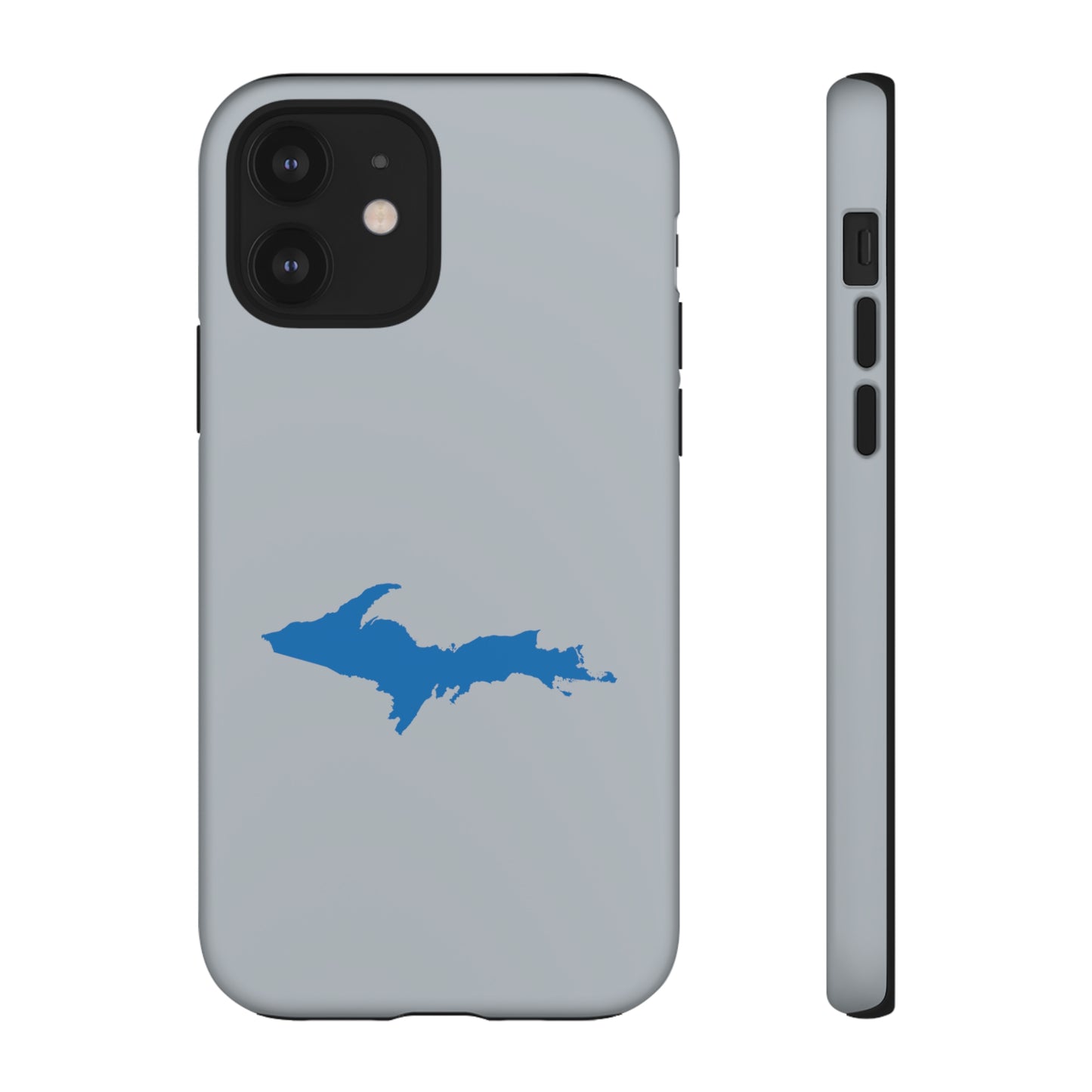 Michigan Upper Peninsula Tough Phone Case (Silver w/ Azure UP Outline) | Apple iPhone