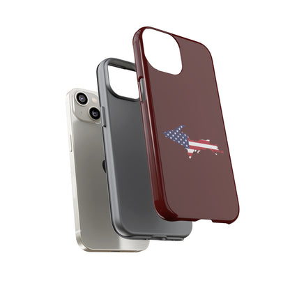 Michigan Upper Peninsula Tough Phone Case (Cherrywood Color w/ UP USA Outline) | Apple iPhone