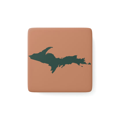 Michigan Upper Peninsula Porcelain Magnet (Copper Color w/ Green UP Outline)