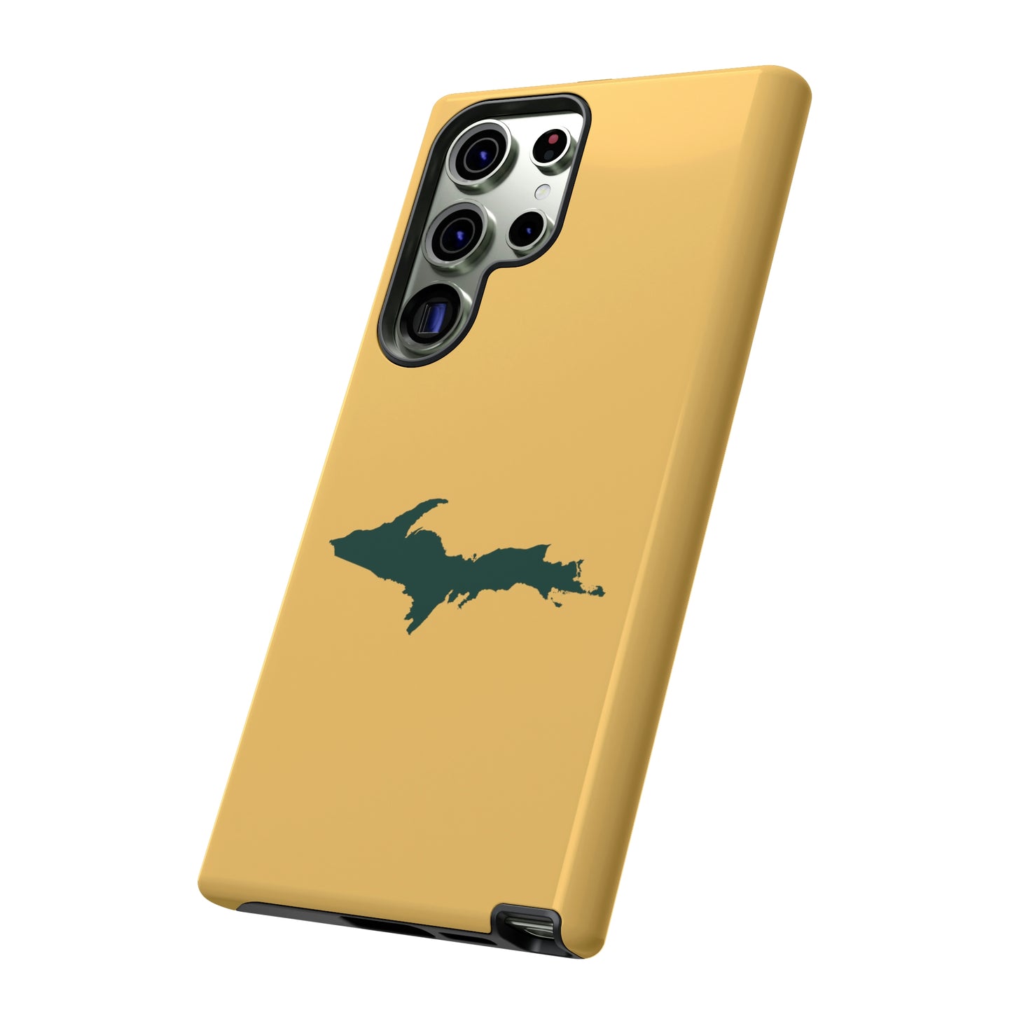 Michigan Upper Peninsula Tough Phone Case (Citrine w/ Green UP Outline) | Samsung & Pixel Android