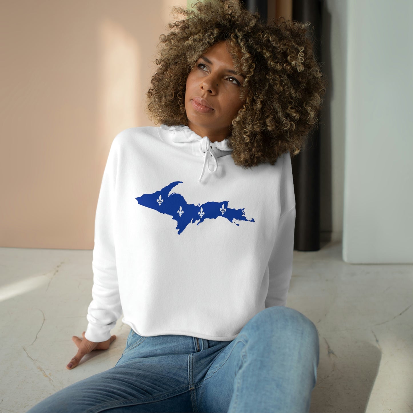 Michigan Upper Peninsula Cropped Hoodie (w/ UP Quebec Flag Outline)