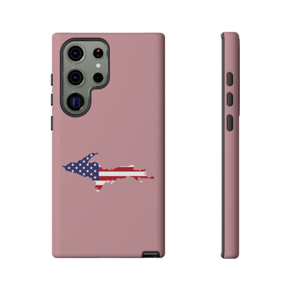 Michigan Upper Peninsula Tough Phone Case (Cherry Blossom Pink w/ UP USA Flag Outline) | Samsung & Pixel Android