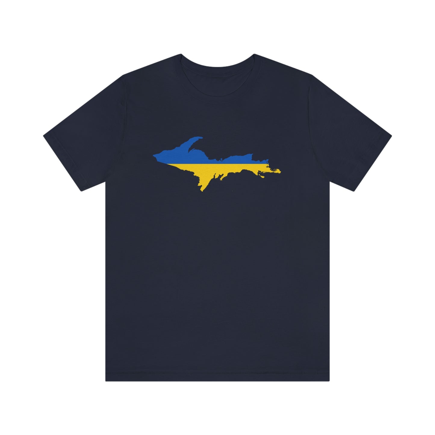 Michigan Upper Peninsula T-Shirt (w/ UP Ukraine Flag Outline) | Unisex Standard Fit