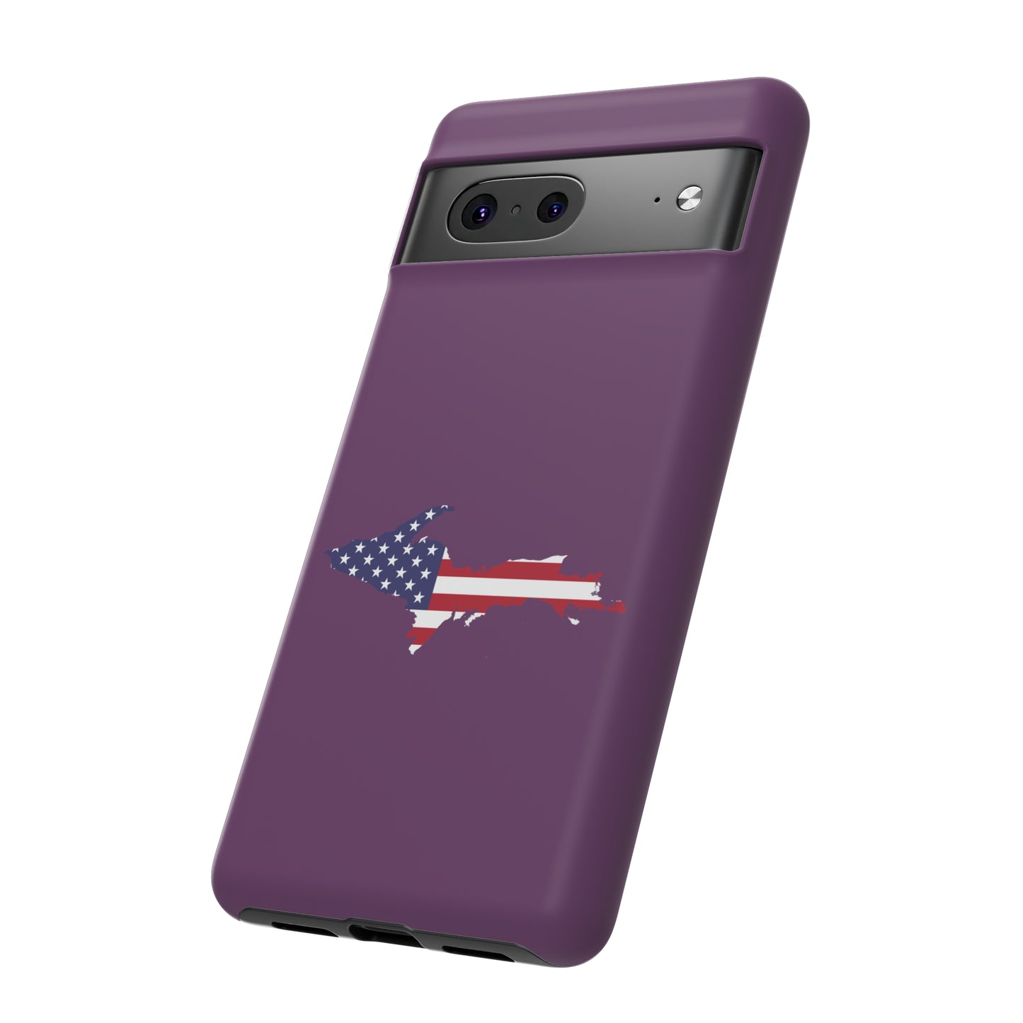 Michigan Upper Peninsula Tough Phone Case (Plum w/ UP USA Flag Outline) | Samsung & Pixel Android