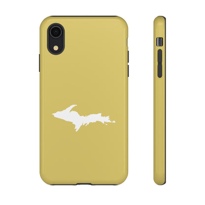 Michigan Upper Peninsula Tough Phone Case (Plum Yellow w/ UP Outline) | Apple iPhone