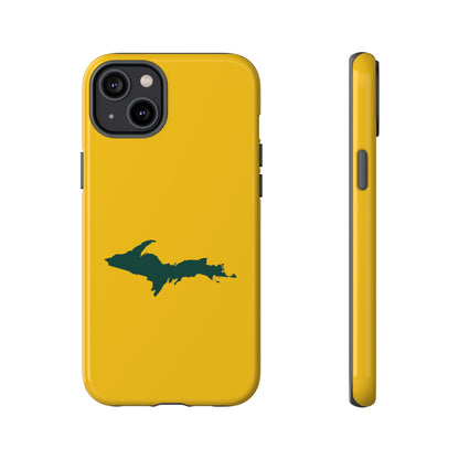 Michigan Upper Peninsula Tough Phone Case (Gold w/ Green UP Outline) | Apple iPhone