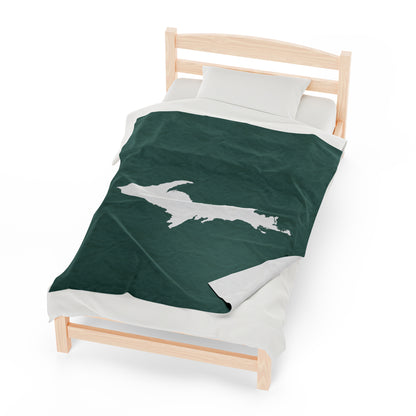 Michigan Upper Peninsula Plush Blanket (w/ UP Outline) | Copper Green