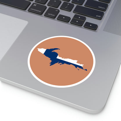 Michigan Upper Peninsula Round Stickers (Copper w/ UP Finland Flag Outline) | Indoor\Outdoor