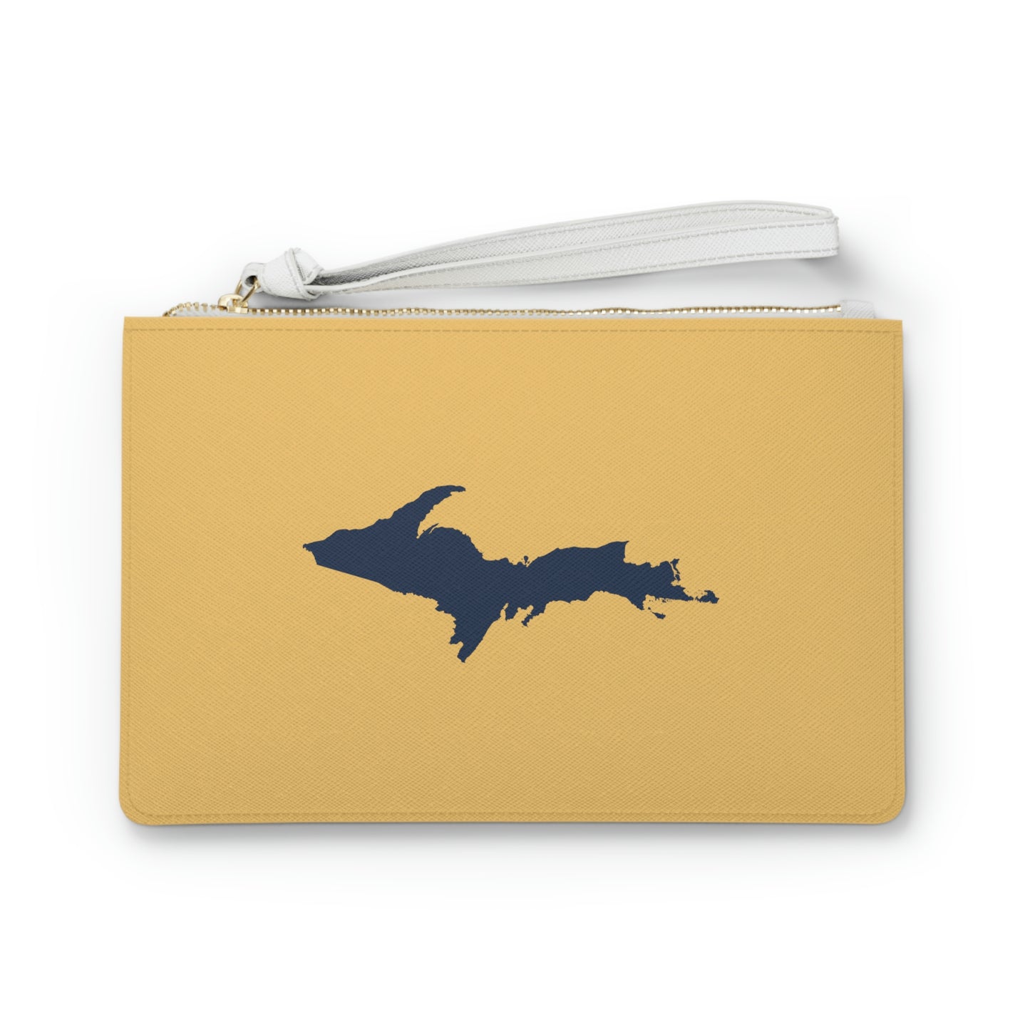 Michigan Upper Peninsula Clutch Bag (Citrine w/ Navy UP Outline)