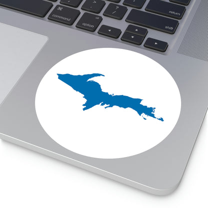 Michigan Upper Peninsula Round Stickers (w/ Azure UP Outline) | Indoor\Outdoor