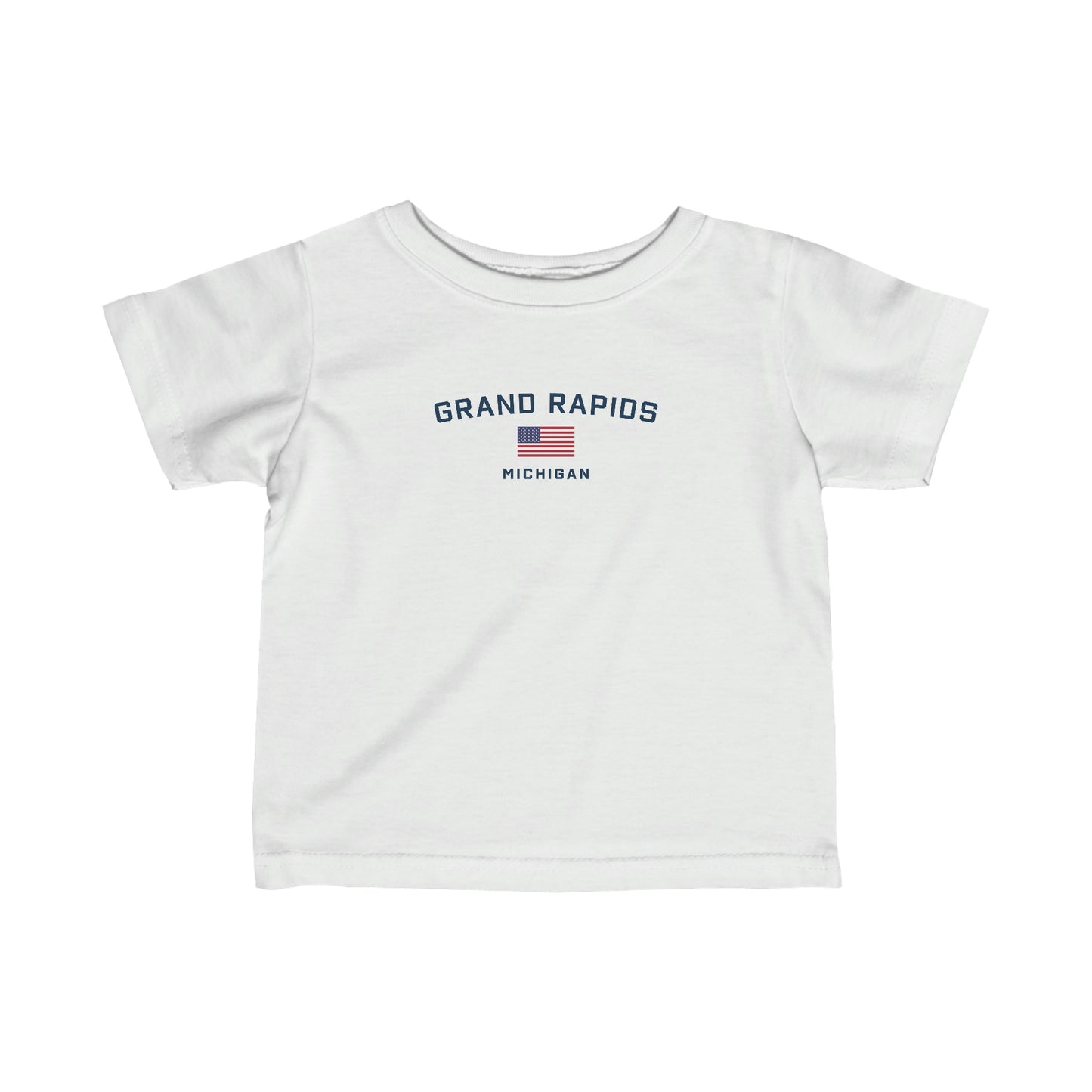 'Grand Rapids Michigan' T-Shirt (w/USA Flag Outline) |  Infant Short Sleeve