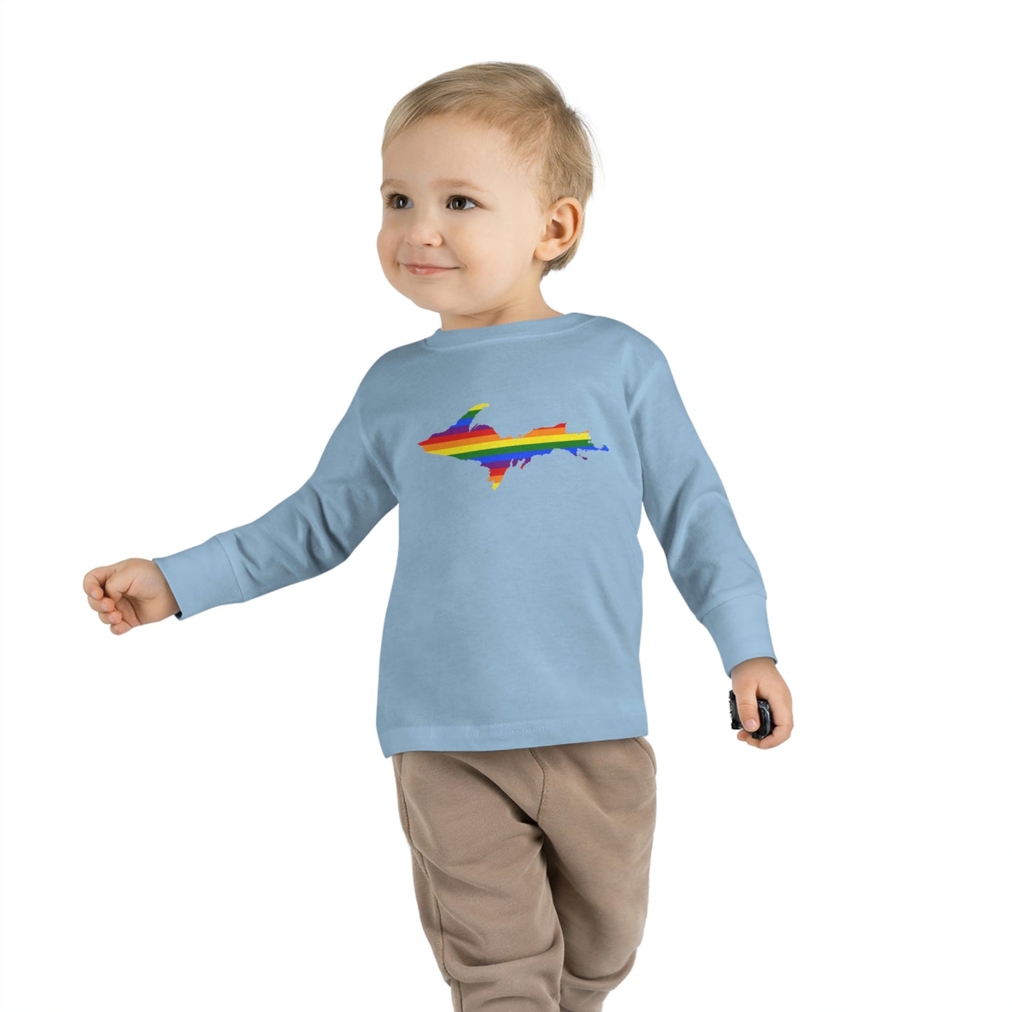 Michigan Upper Peninsula T-Shirt (w/ UP Pride Flag Outline) | Toddler Long Sleeve