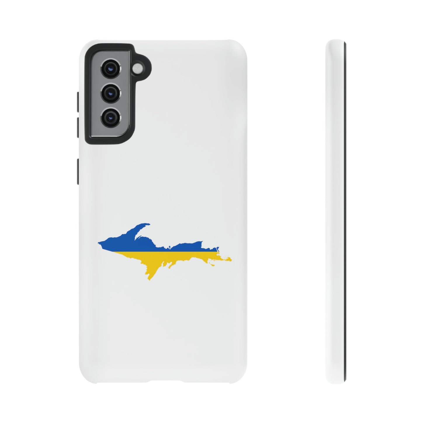 Michigan Upper Peninsula Tough Phone Case (w/ UP Ukraine Flag Outline) | Samsung & Pixel Android