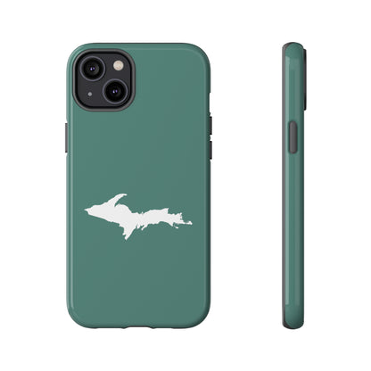 Michigan Upper Peninsula Tough Phone Case (Copper Green w/ UP Outline) | Apple iPhone