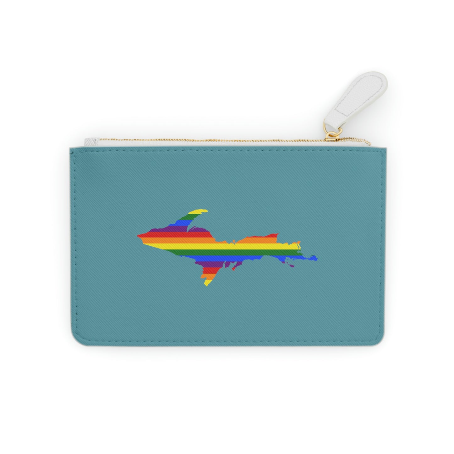 Michigan Upper Peninsula Mini Clutch Bag (Lake Huron Blue w/ UP Pride Flag Outline)