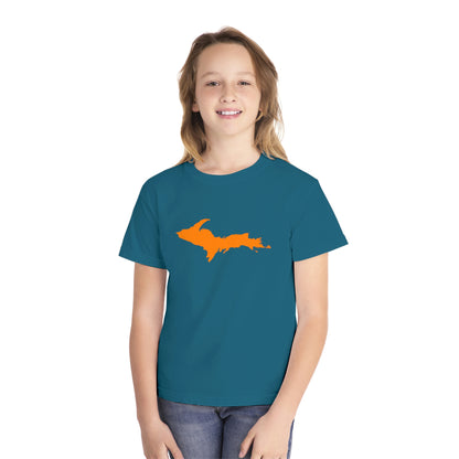 Michigan Upper Peninsula T-Shirt (w/ Orange UP Outline) | Youth Garment-Dyed