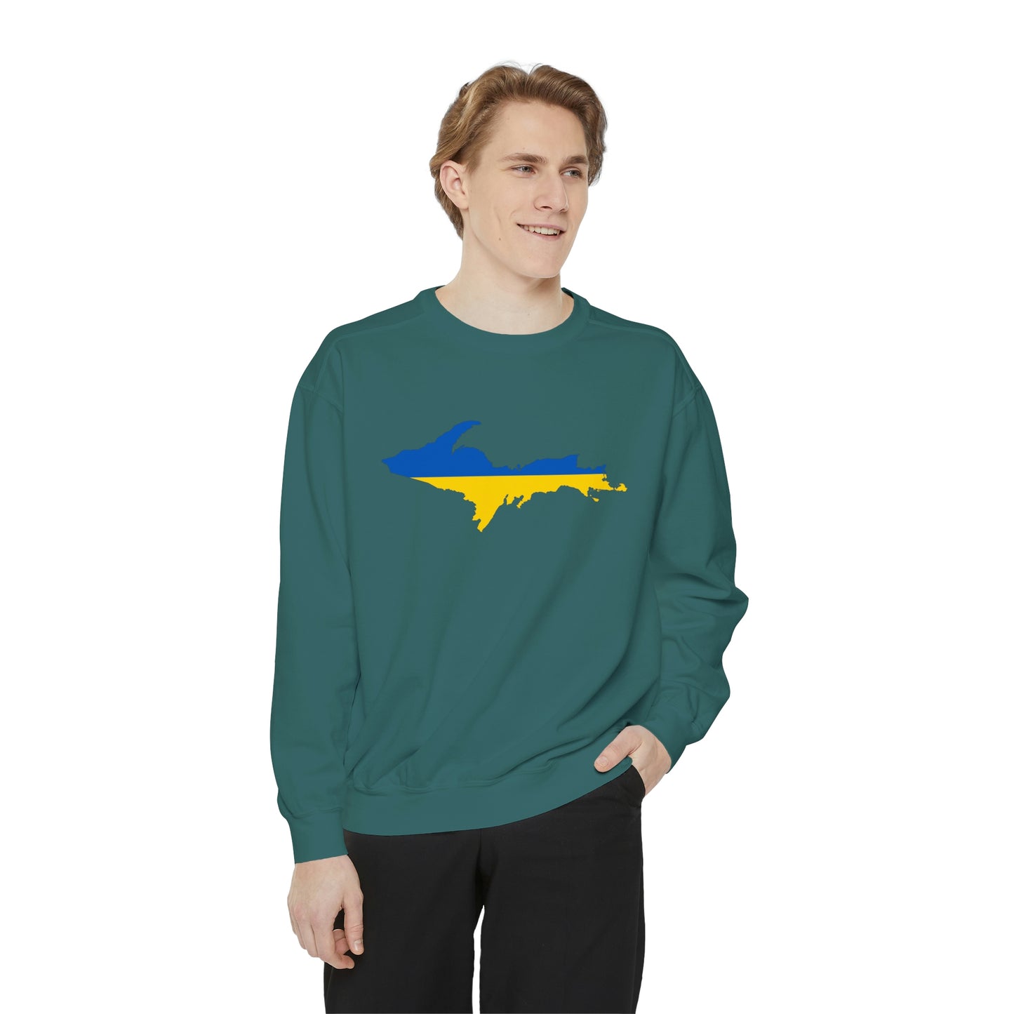 Michigan Upper Peninsula Sweatshirt (w/ UP Ukraine Outline) | Unisex Garment Dyed