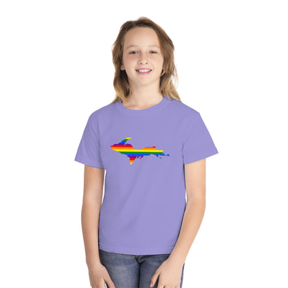 Michigan Upper Peninsula T-Shirt (w/ UP Pride Flag Outline) | Youth Garment-Dyed