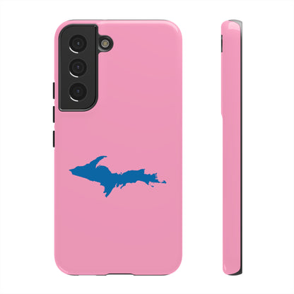 Michigan Upper Peninsula Tough Phone Case ('67 Caddie Pink w/ Azure UP Outline) | Samsung & Pixel Android