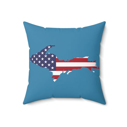 Michigan Upper Peninsula Accent Pillow (w/ UP USA Flag Outline) | Lake Michigan Blue