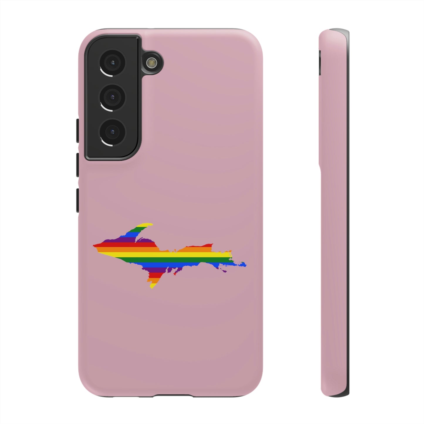 Michigan Upper Peninsula Tough Phone Case (Pink w/ UP Pride Flag Outline) | Samsung & Pixel Android