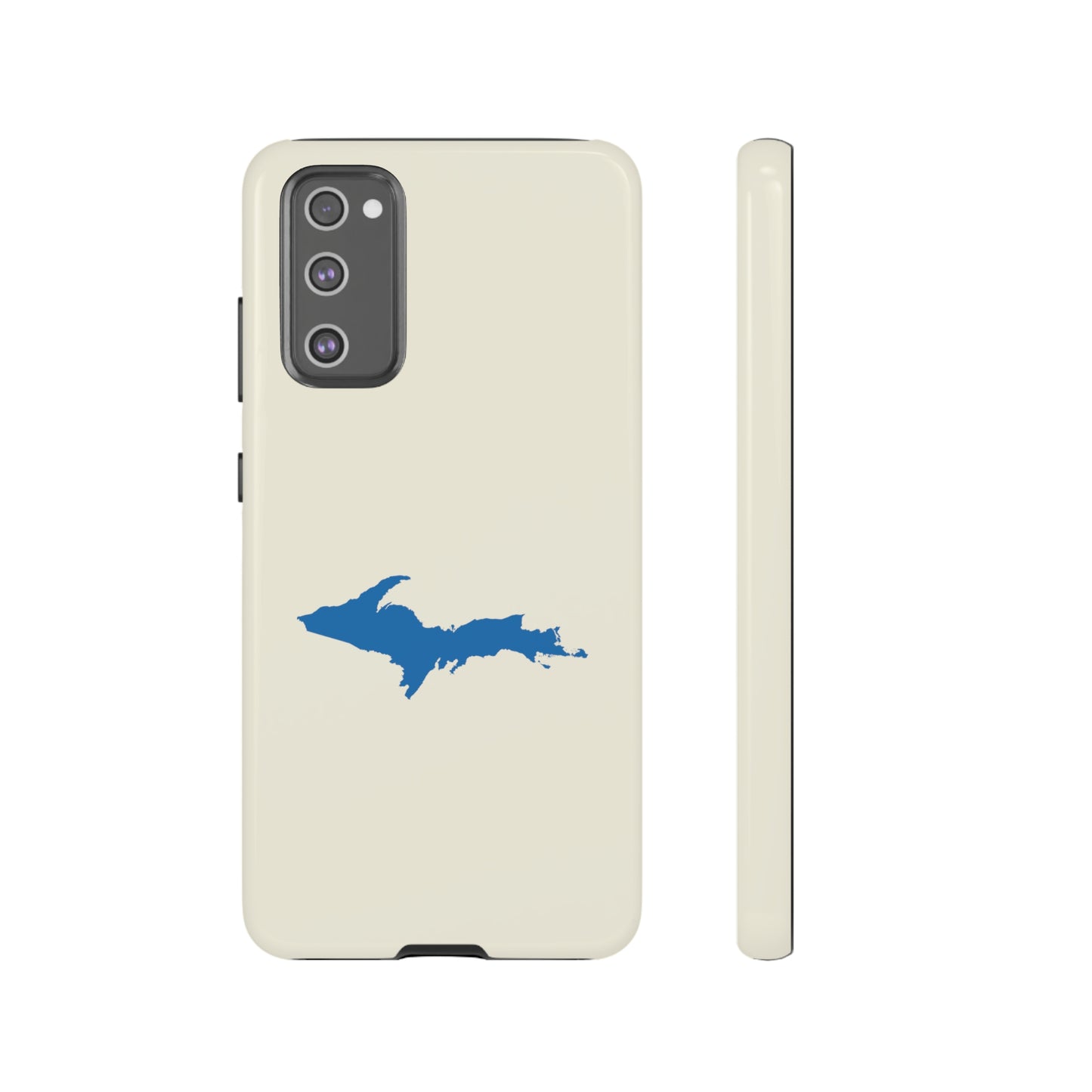 Michigan Upper Peninsula Tough Phone Case (Ivory Color w/ Azure UP Outline) | Samsung & Pixel Android