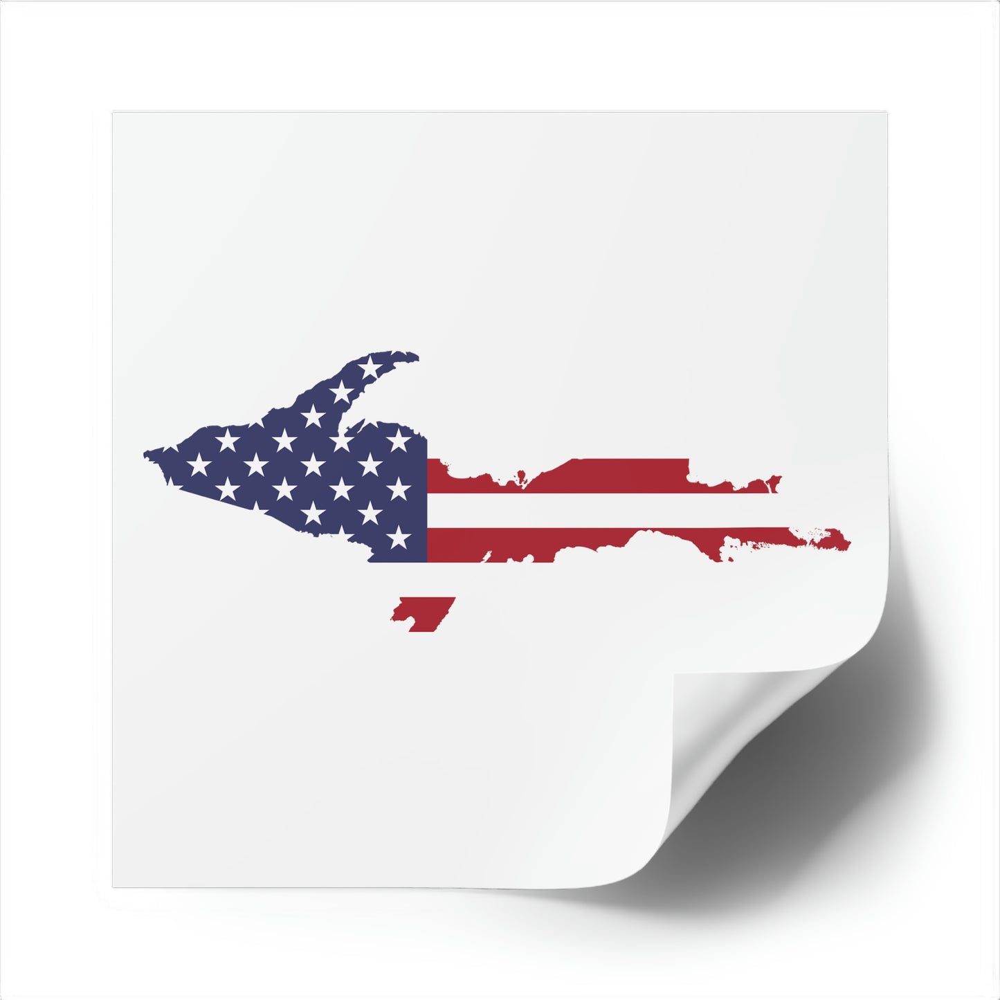 Michigan Upper Peninsula Square Sticker (w/ UP USA Flag Outline) | Indoor/Outdoor