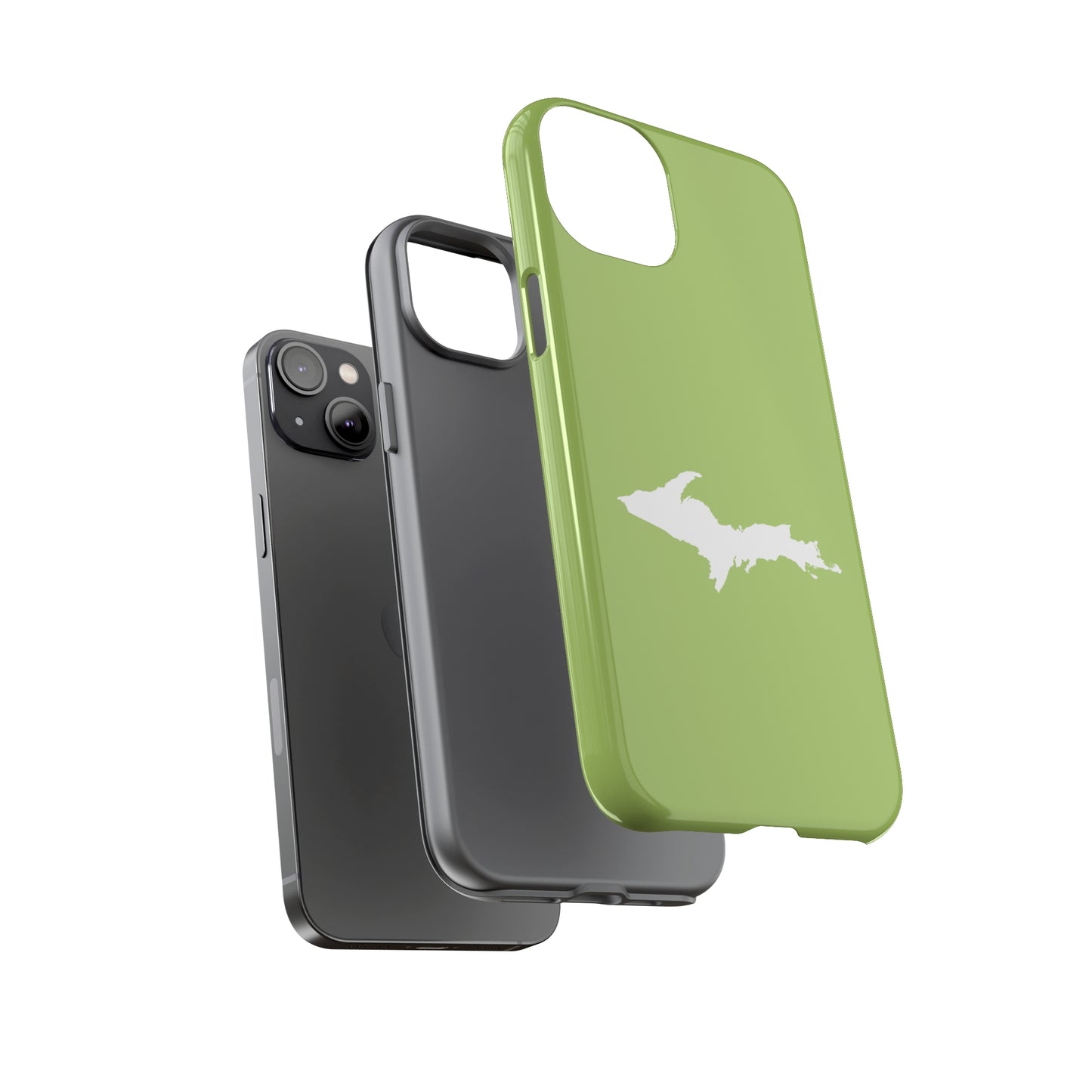 Michigan Upper Peninsula Tough Phone Case (Gooseberry Green w/ UP Outline) | Apple iPhone