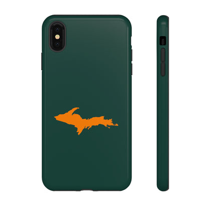 Michigan Upper Peninsula Tough Phone Case (Green w/ Orange UP Outline) | Apple iPhone