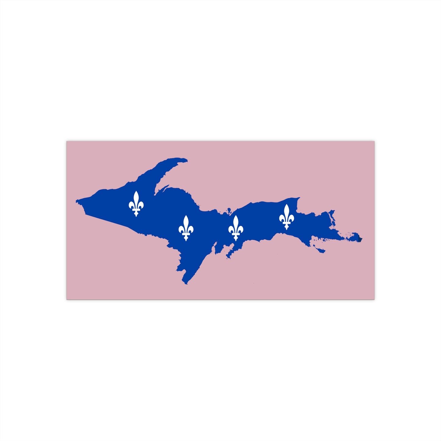 Michigan Upper Peninsula Bumper Stickers (w/ UP Quebec Flag Outline) | Pink Background