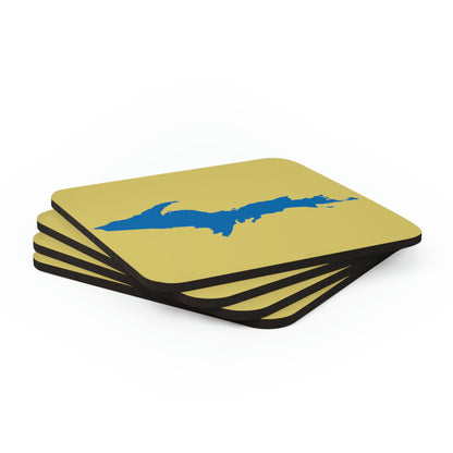 Michigan Upper Peninsula Coaster Set (Plum Yellow w/ Azure UP Outline) | Corkwood - 4 pack