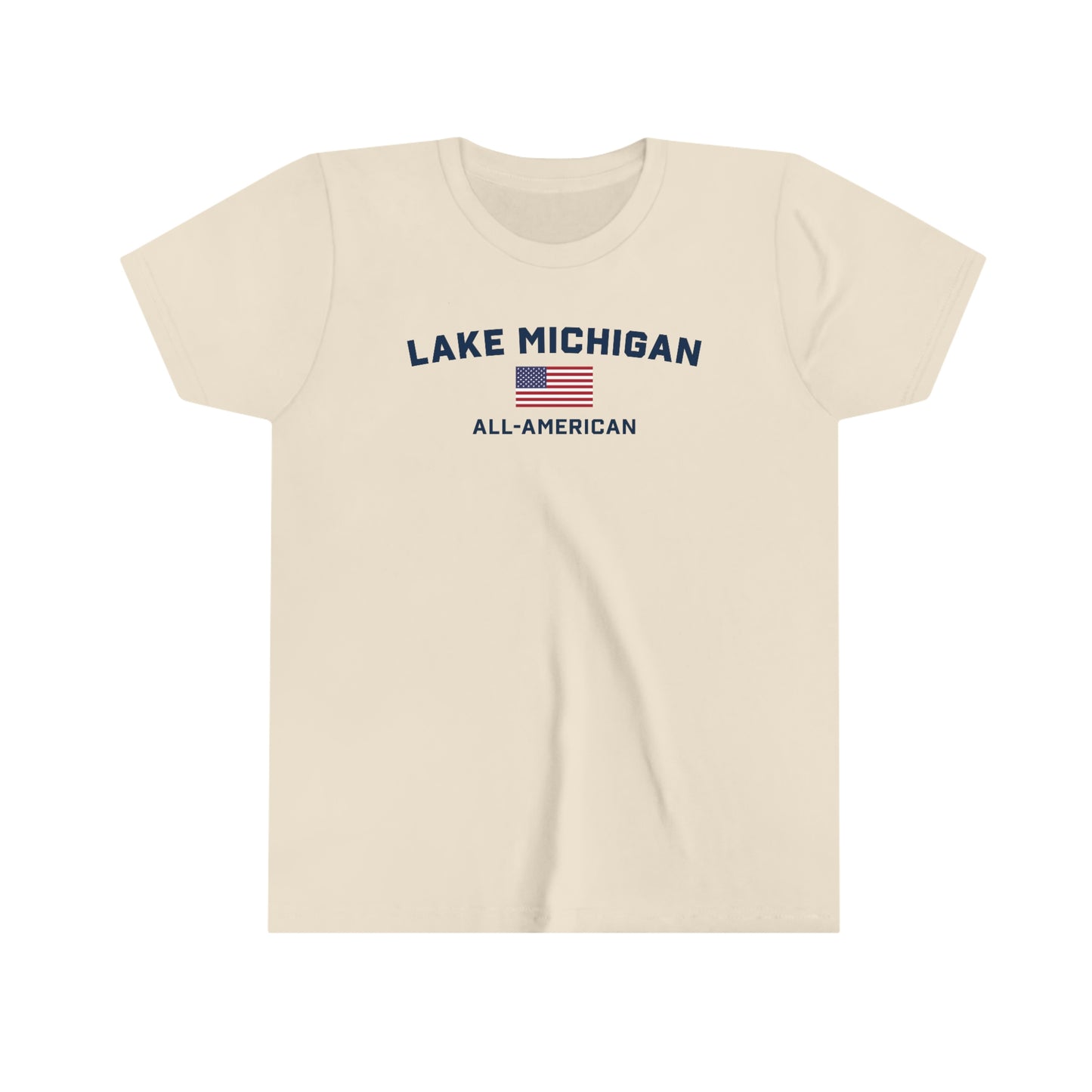 'Lake Michigan All-American' T-Shirt (w/USA Flag Outline) | Youth Short Sleeve