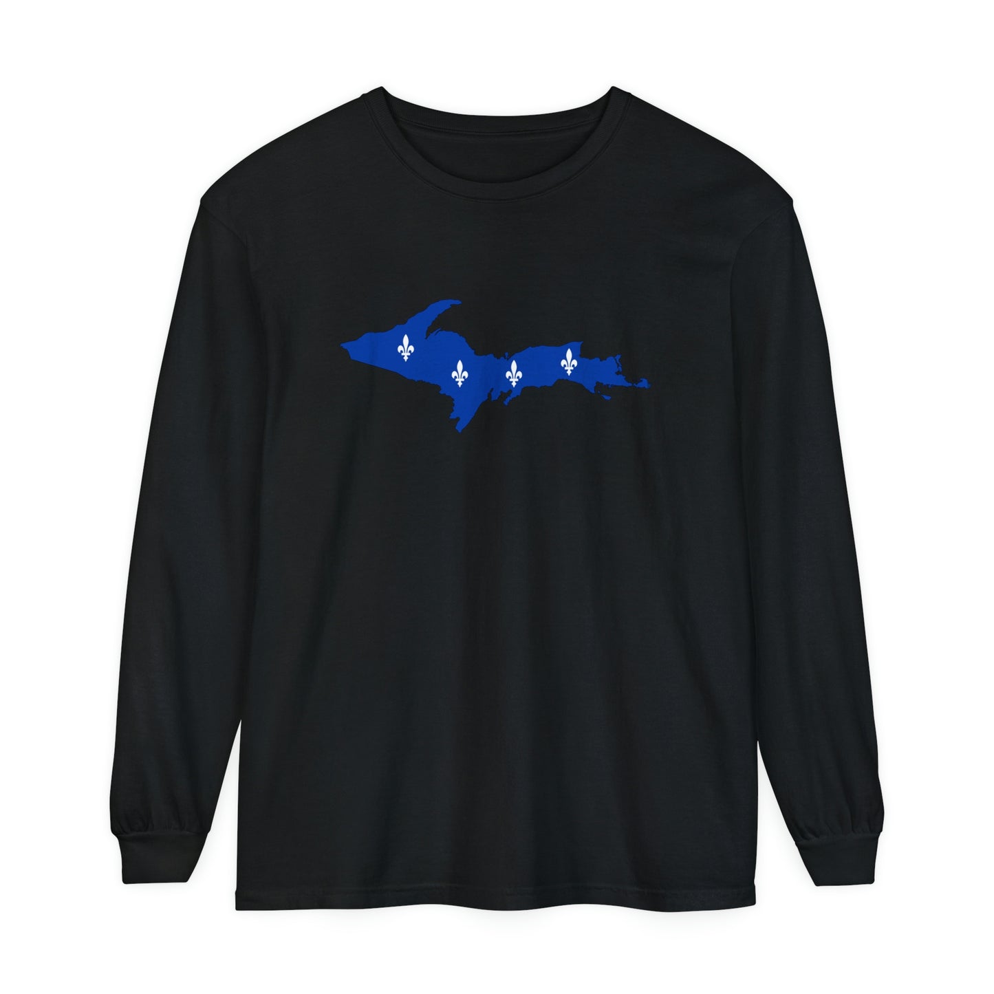 Michigan Upper Peninsula Garment-Dyed T-Shirt (w/ UP Quebec Flag Outline) | Unisex Long Sleeve