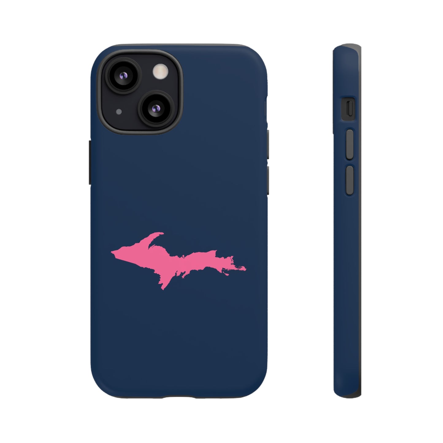 Michigan Upper Peninsula Tough Phone Case (Navy w/ Pink UP Outline) | Apple iPhone