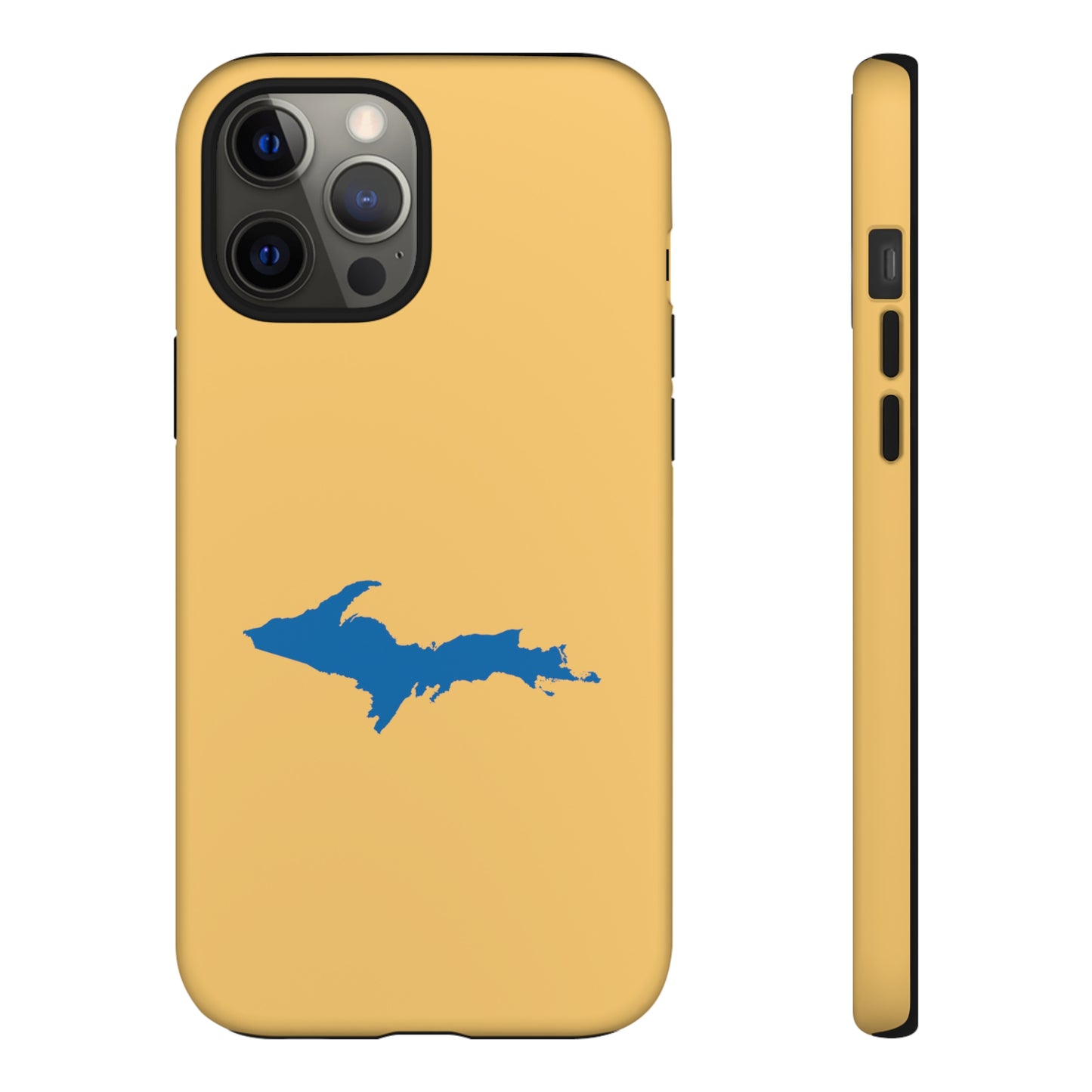 Michigan Upper Peninsula Tough Phone Case (Citrine w/ Azure UP Outline) | Apple iPhone