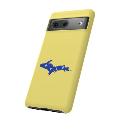 Michigan Upper Peninsula Tough Phone Case (Yellow Cherry Color w/ UP Quebec Flag Outline) | Samsung & Pixel Android