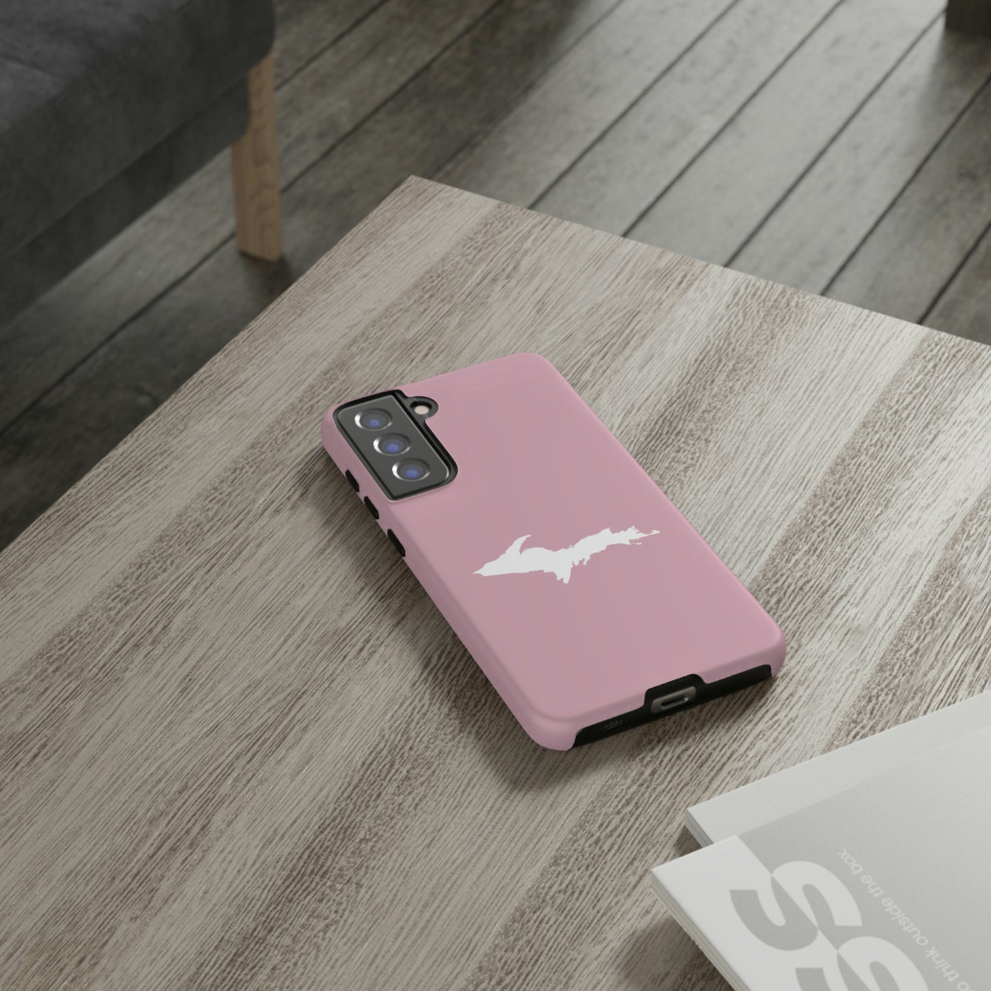 Michigan Upper Peninsula Tough Phone Case (Pink w/ UP Outline) | Samsung & Pixel Android