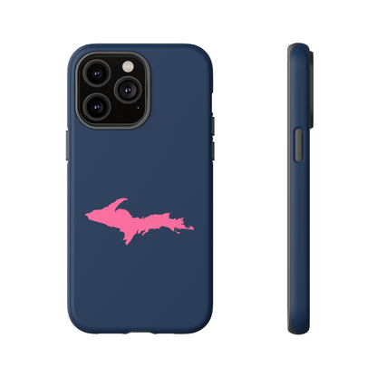 Michigan Upper Peninsula Tough Phone Case (Navy w/ Pink UP Outline) | Apple iPhone