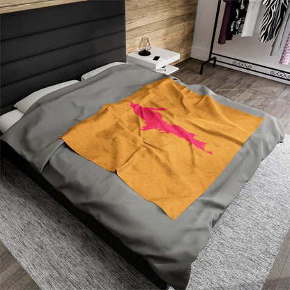 Michigan Upper Peninsula Plush Blanket (w/ Pink UP Outline) | Citrine