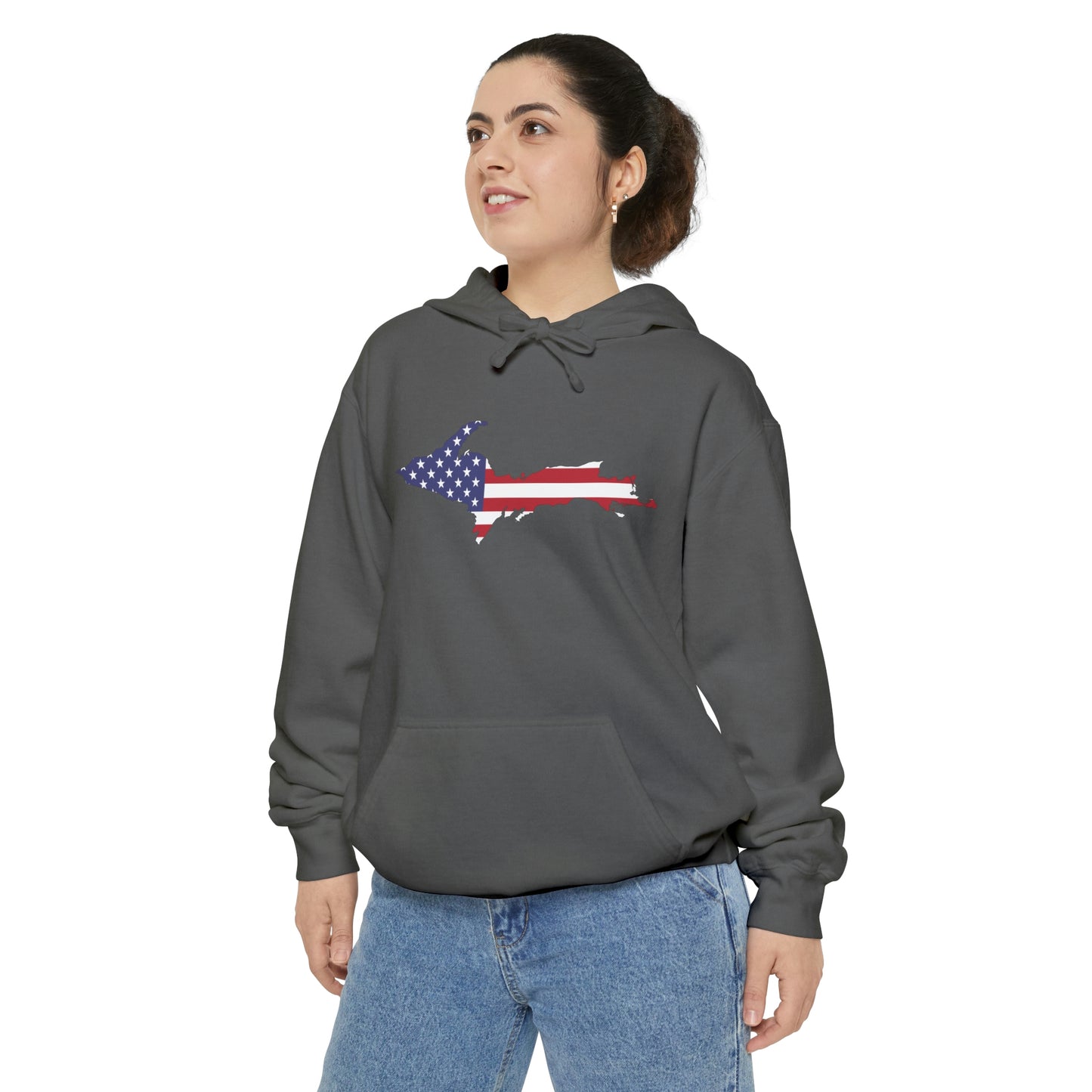 Michigan Upper Peninsula Hoodie (w/ UP USA Flag Outline) | Unisex Garment-Dyed