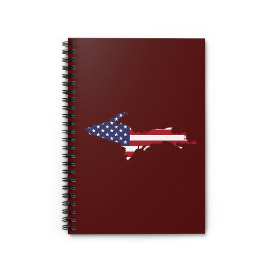 Michigan Upper Peninsula Spiral Notebook (w/ UP USA Flag Outline) | Cherrywood Color