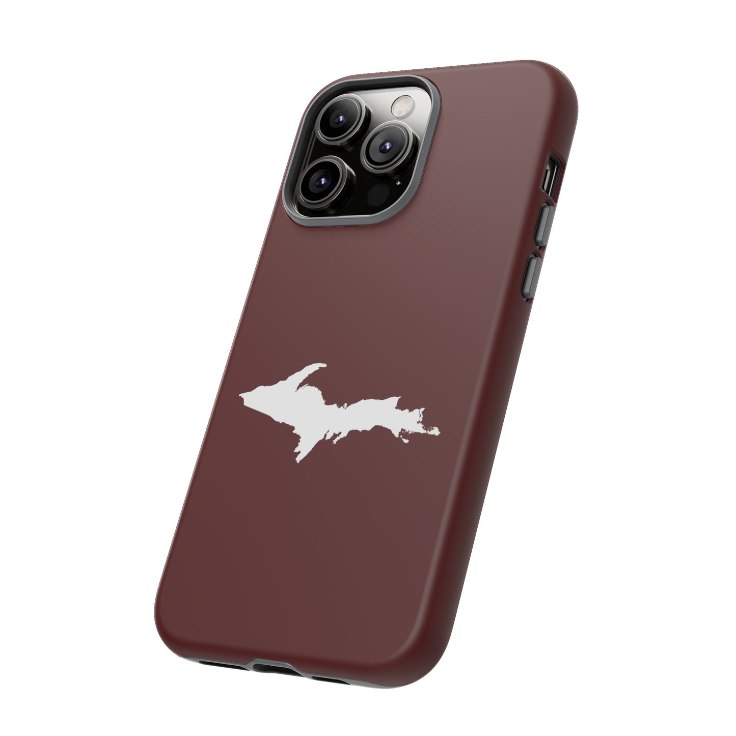 Michigan Upper Peninsula Tough Phone Case (Cherrywood Red w/ UP Outline) | Apple iPhone