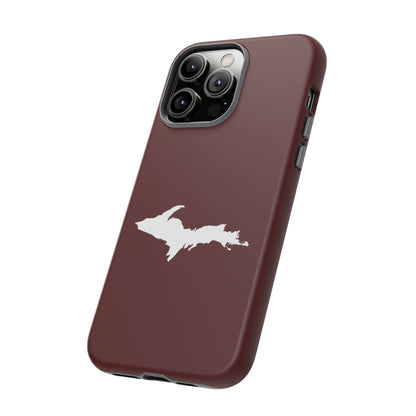 Michigan Upper Peninsula Tough Phone Case (Cherrywood Red w/ UP Outline) | Apple iPhone