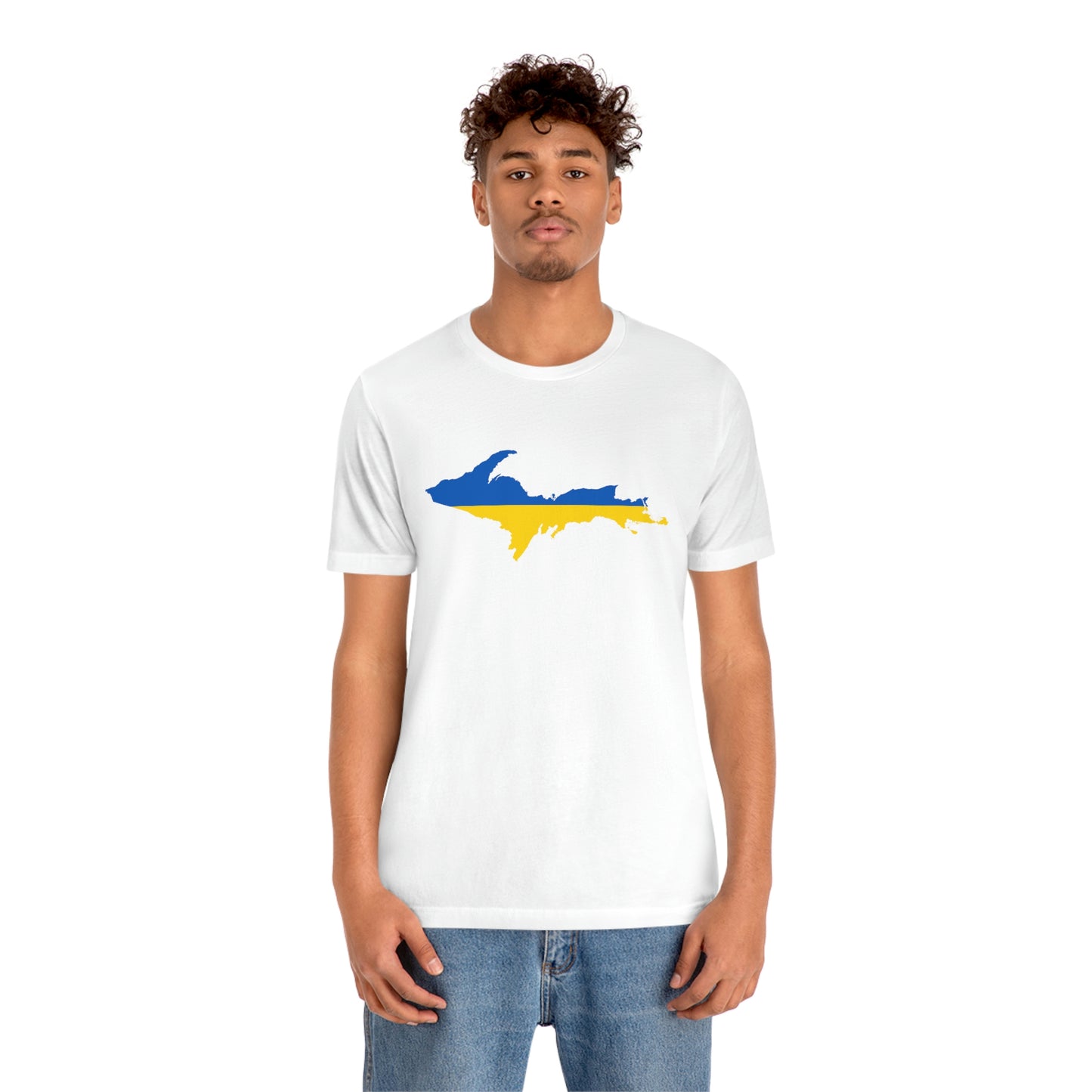 Michigan Upper Peninsula T-Shirt (w/ UP Ukraine Flag Outline) | Unisex Standard Fit