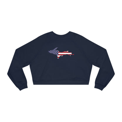 Michigan Upper Peninsula Sweatshirt (w/ UP USA Flag Outline) | Cropped Mid-Length