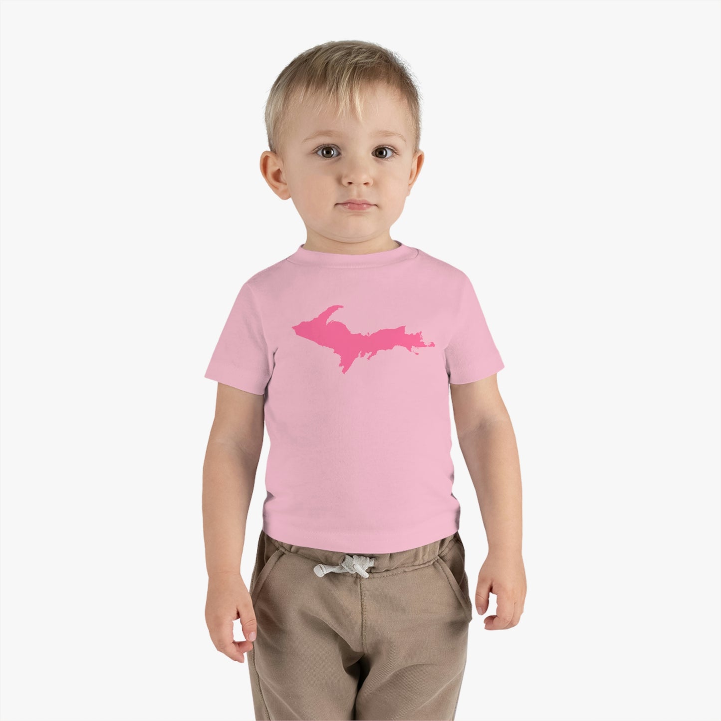 Michigan Upper Peninsula Infant T-Shirt (w/ Pink UP Outline) | Short Sleeve